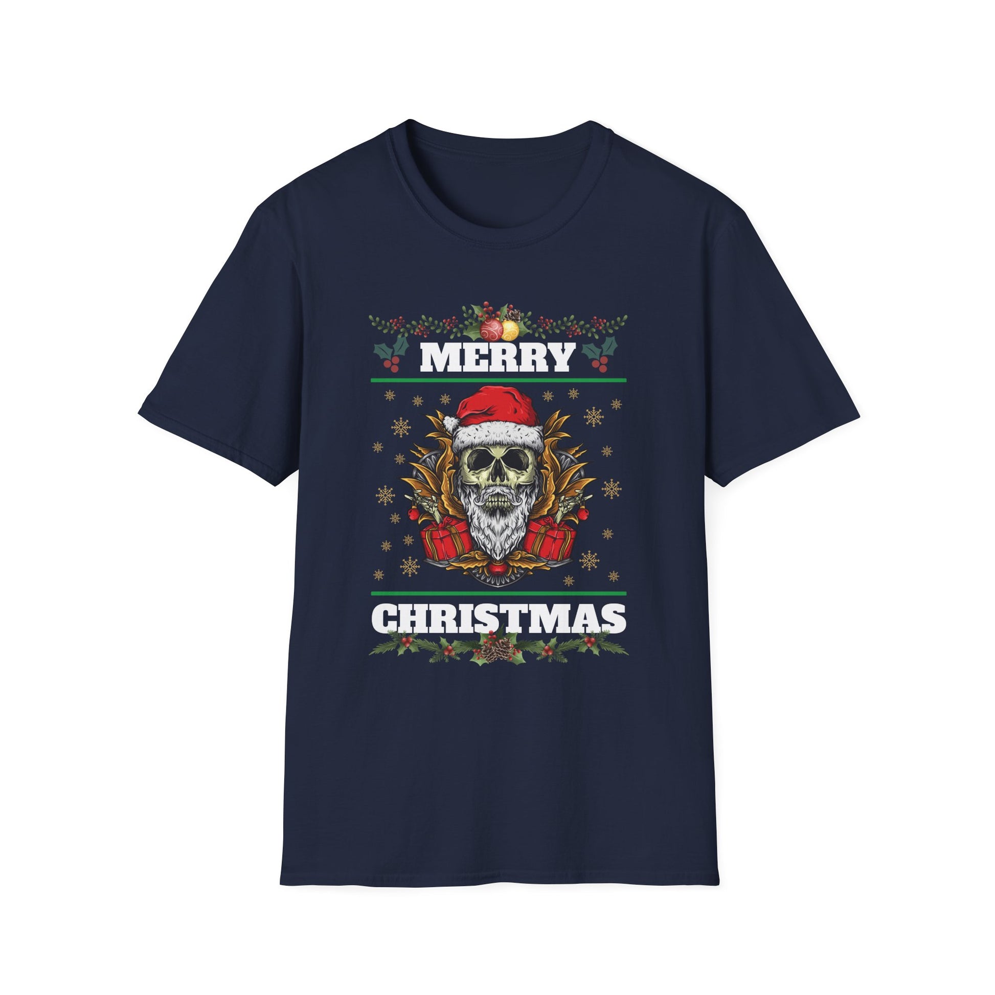 Skull Santa T-Shirt — 'Merry Christmas' Gothic Holiday Tee