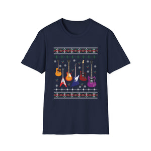 Guitar Ugly Christmas Sweater T-Shirt — Festive Electric & Acoustic Guitar Graphic Tee