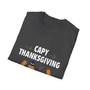 Capy Thanksgiving Cute Capybara Thanksgiving Shirt with Pumpkins & Leaves  Unisex T-Shirt