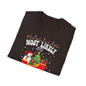 Most Likely To Nap On Christmas Family Christmas Pajamas Unisex Softstyle T-Shirt
