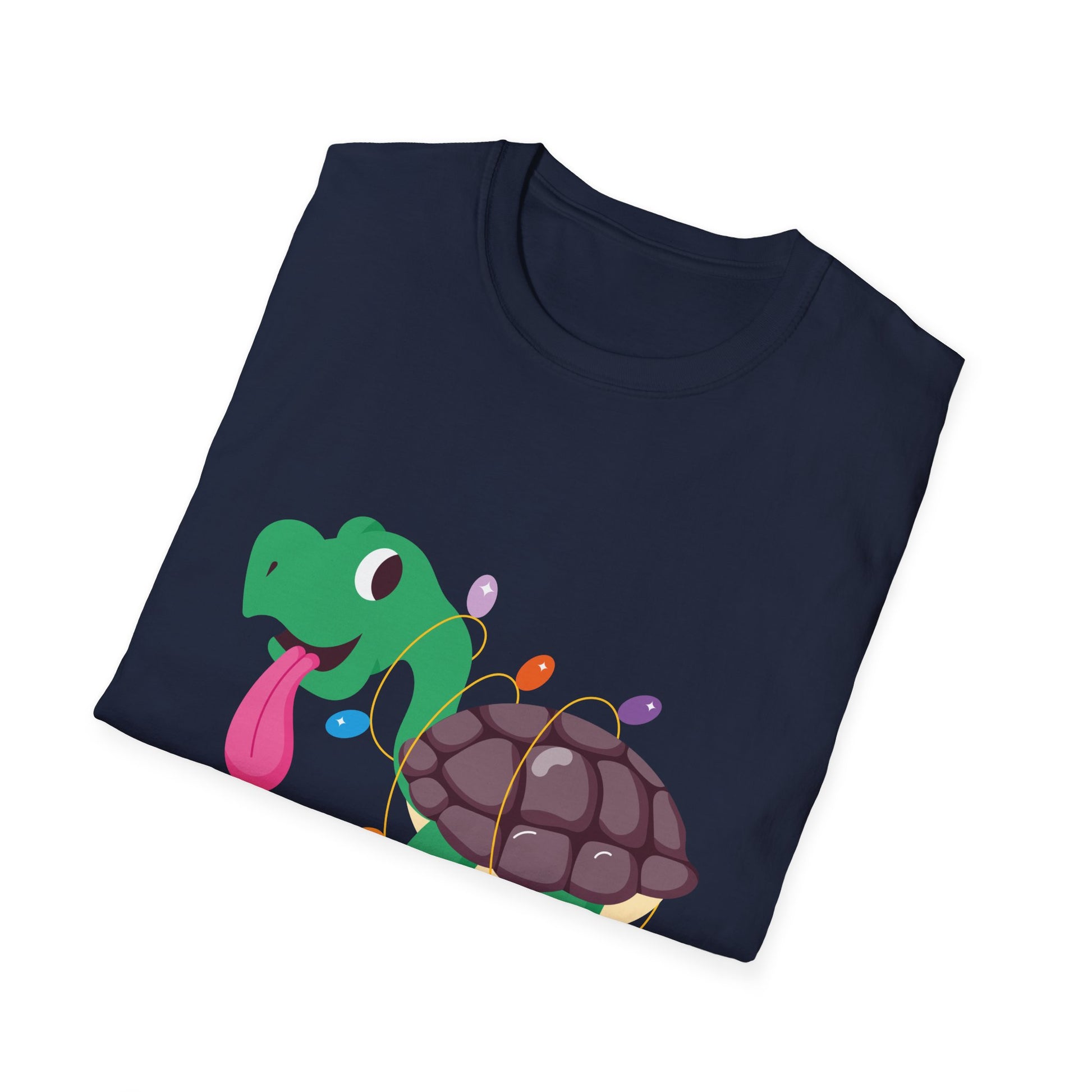 Holiday Lights Turtle T-Shirt — Cute Cartoon Turtle with Christmas String Lights