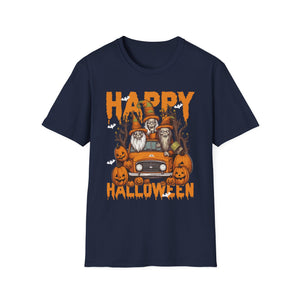Gnomes Halloween Greeting Holiday Pumpkin Creepy Halloween Tee Unisex Softstyle T-Shirt