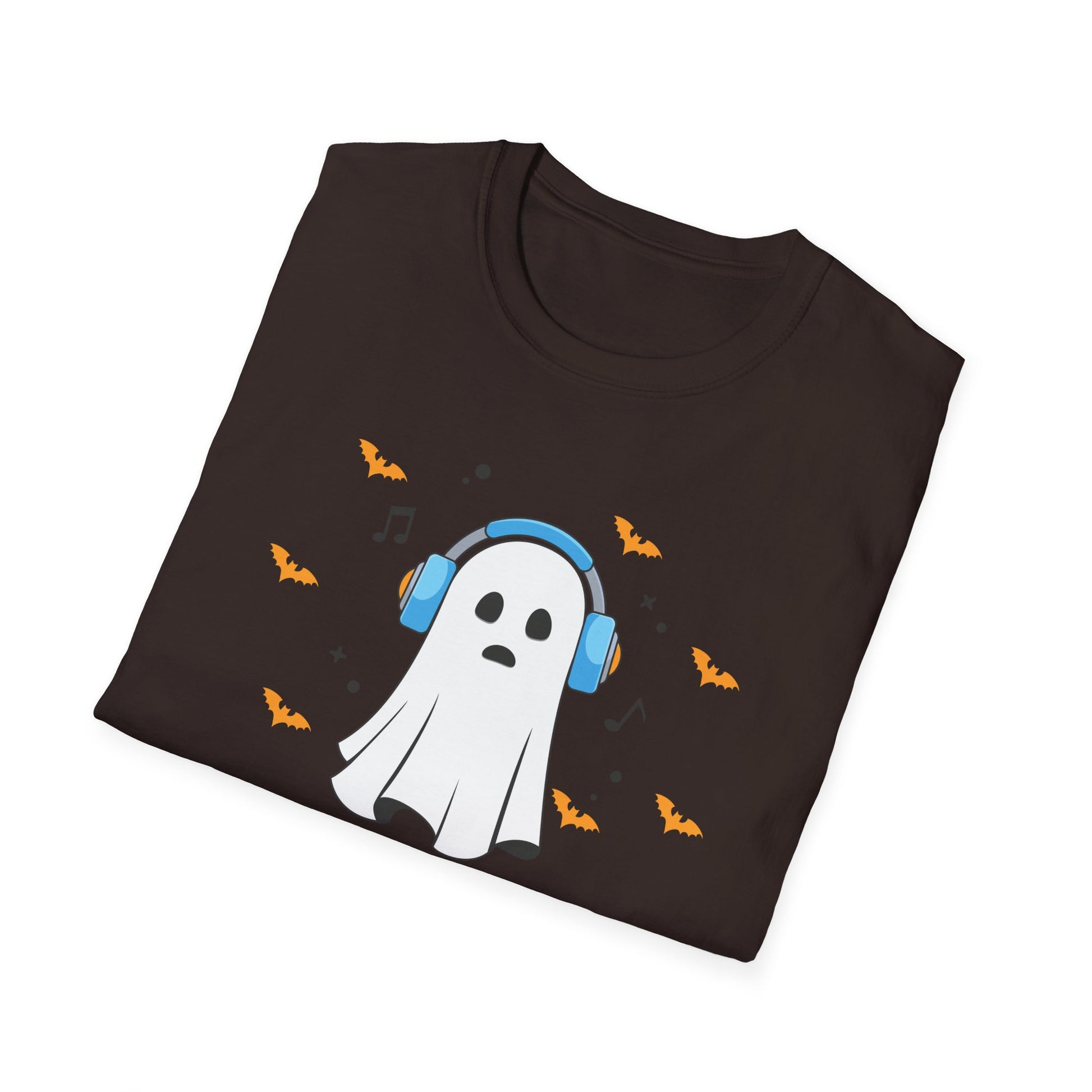 Ghost Producer T-Shirt — Cute Ghost with Headphones Halloween Music Tee