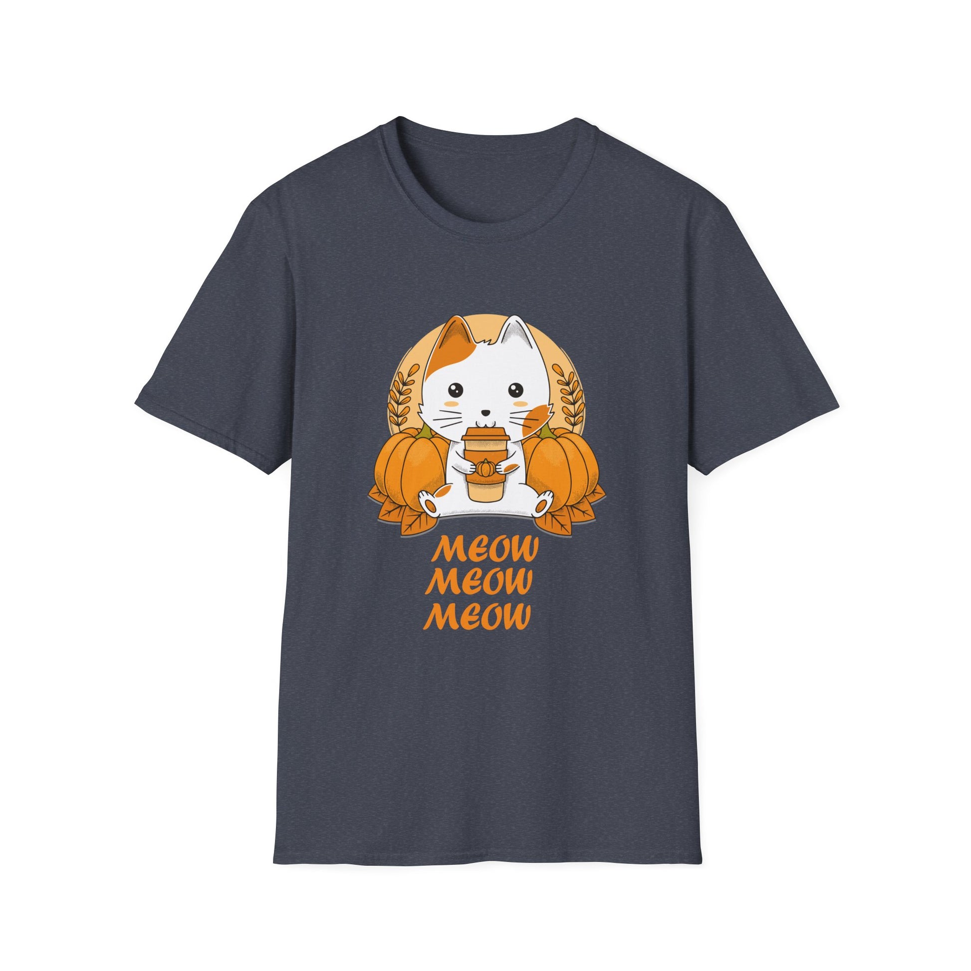 Pumpkin Spice Cat T-Shirt — Cute Autumn "Meow Meow Meow" Graphic Tee  Unisex T-Shirt