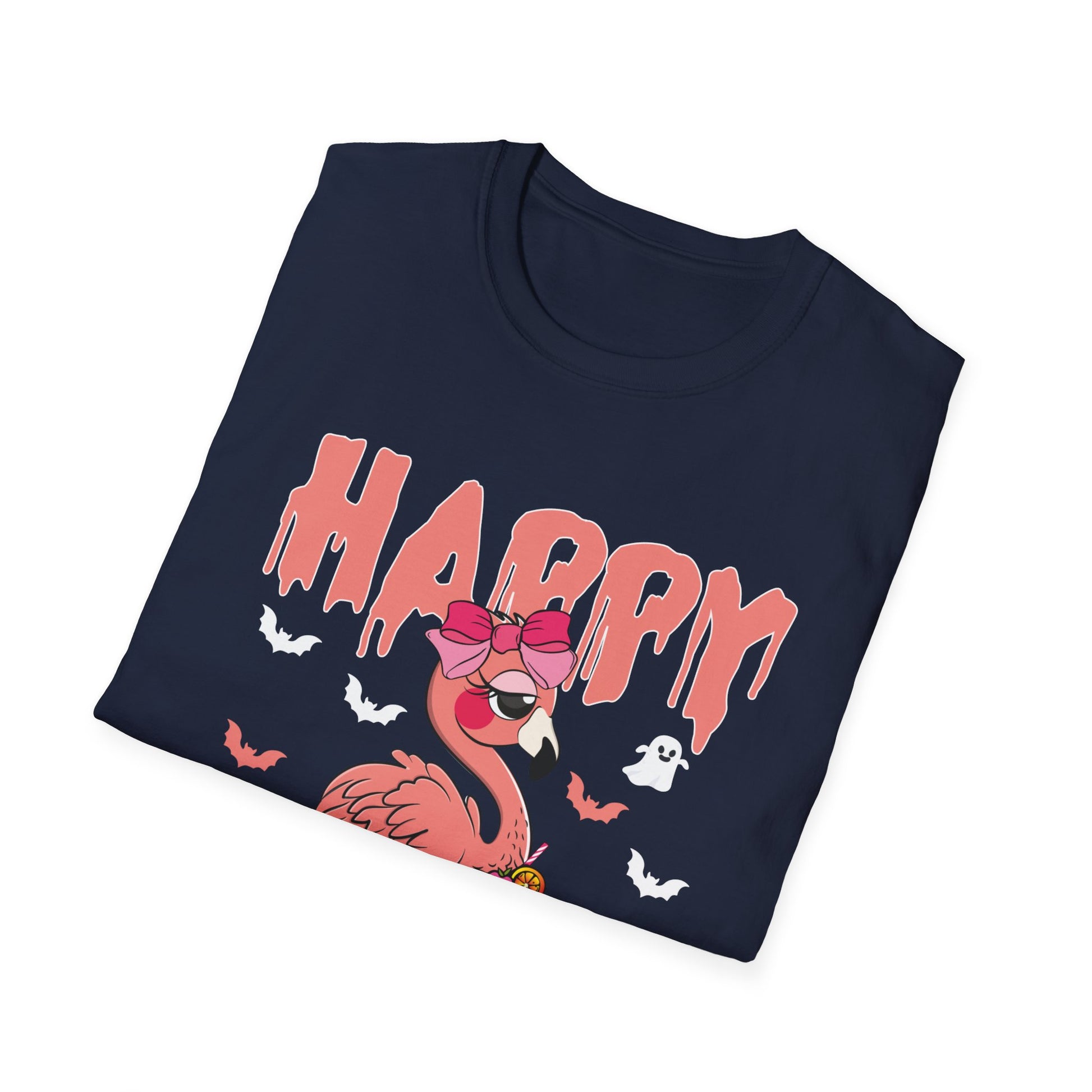 Happy Halloween - Flamingo Lover Witch Hat Pumpkin Halloween TeeUnisex Softstyle T-Shirt
