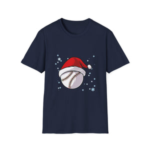 Christmas Baseball Xmas Santa Sports Hat Ball Kids Boys Men Unisex T-Shirt