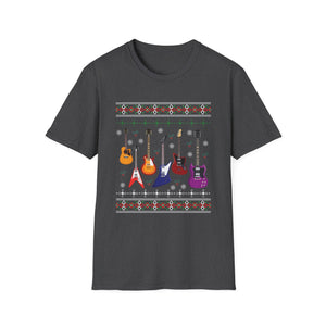 Guitar Ugly Christmas Sweater T-Shirt — Festive Electric & Acoustic Guitar Graphic Tee