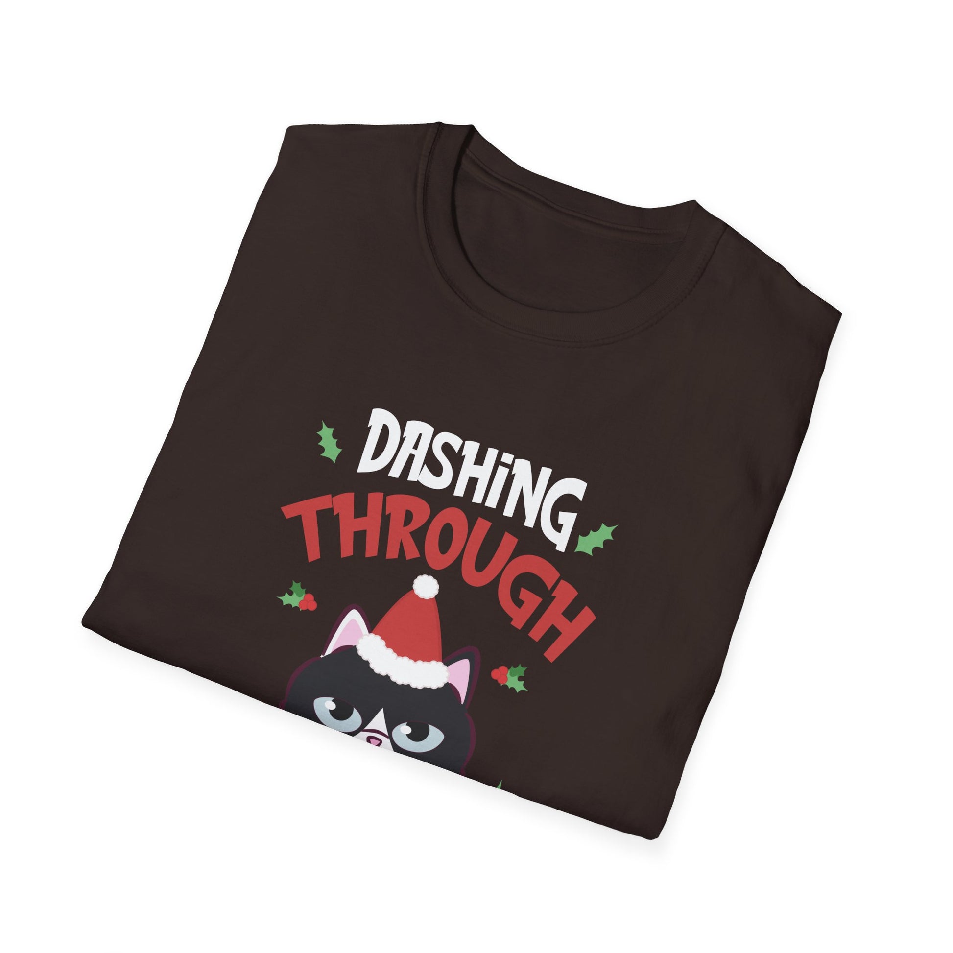 Christmas Cat Dashing Through The No Coffee Grumpy Christmas Unisex T-Shirt