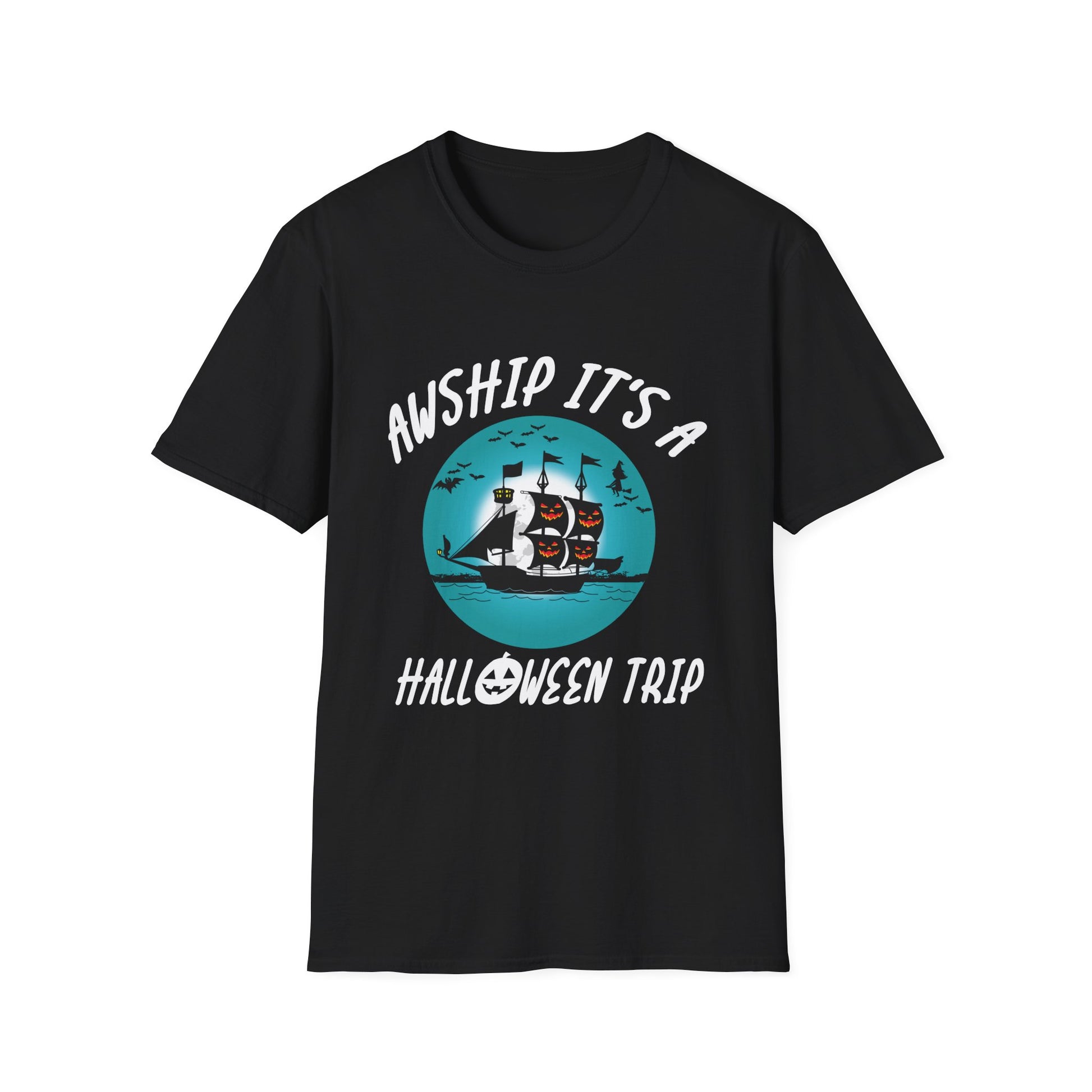 Halloween Pirate Ship T-Shirt — “Awship It’s a Halloween Trip” Graphic Tee
