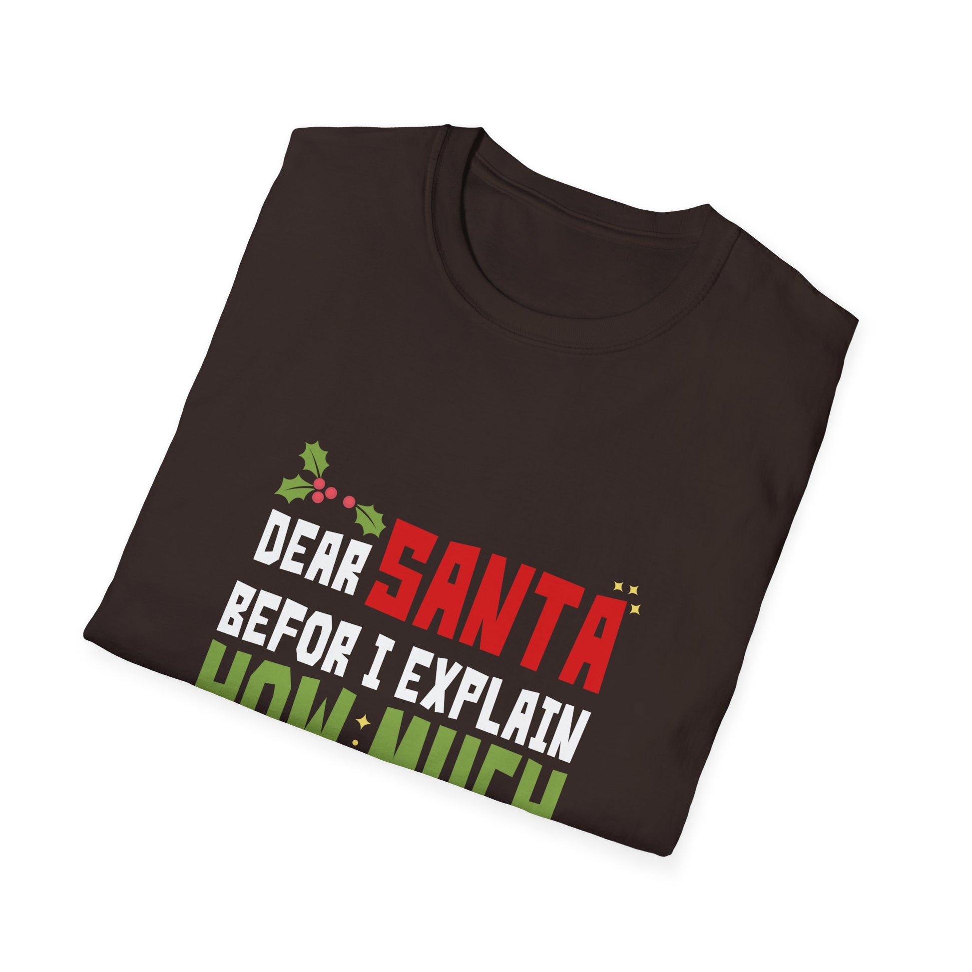 Funny Christmas Kids Adults Dear Santa I Can Explain Unisex Softstyle T-Shirt