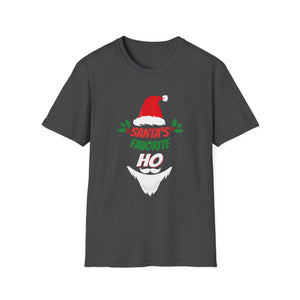Funny Christmas Santa_s Favorite Ho Naughty Pajama Black Unisex Adult Cotton Polyester Short Sleeve Unisex Softstyle T-Shirt