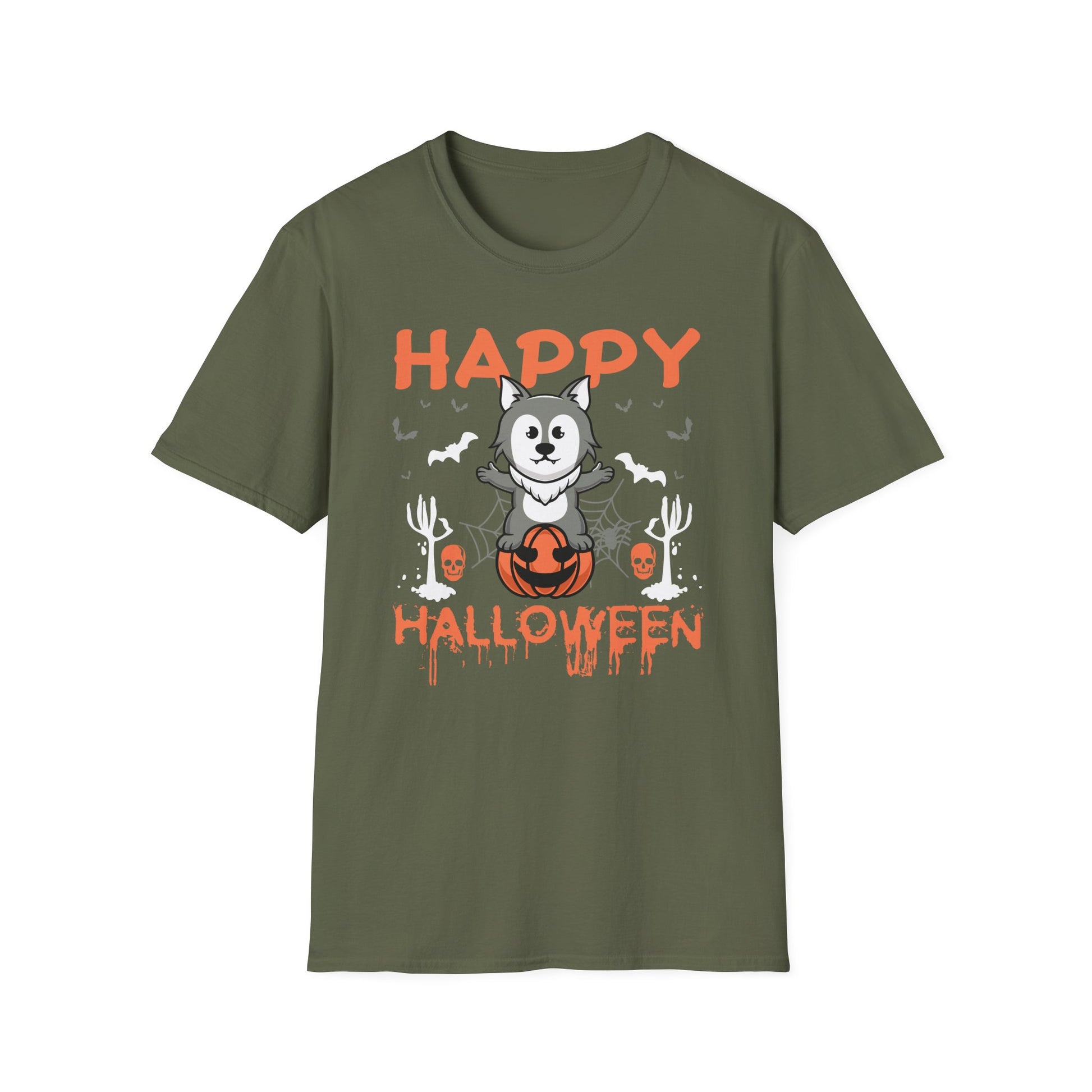 Happy Halloween Husky T-Shirt — Cute Spooky Dog Pumpkin Tee