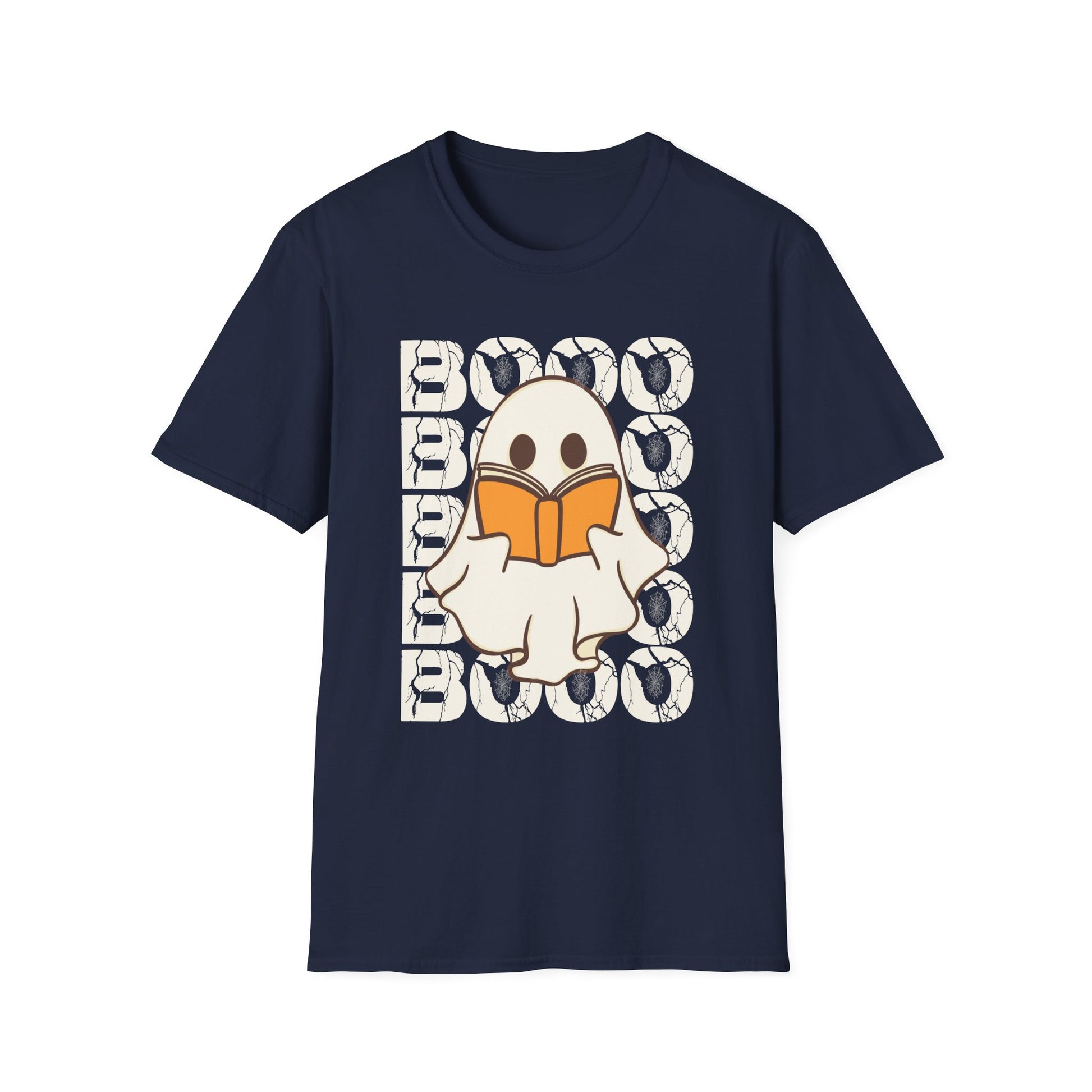 Ghost Reading 'Boo' T-Shirt — Cute Halloween Book Lover Tee