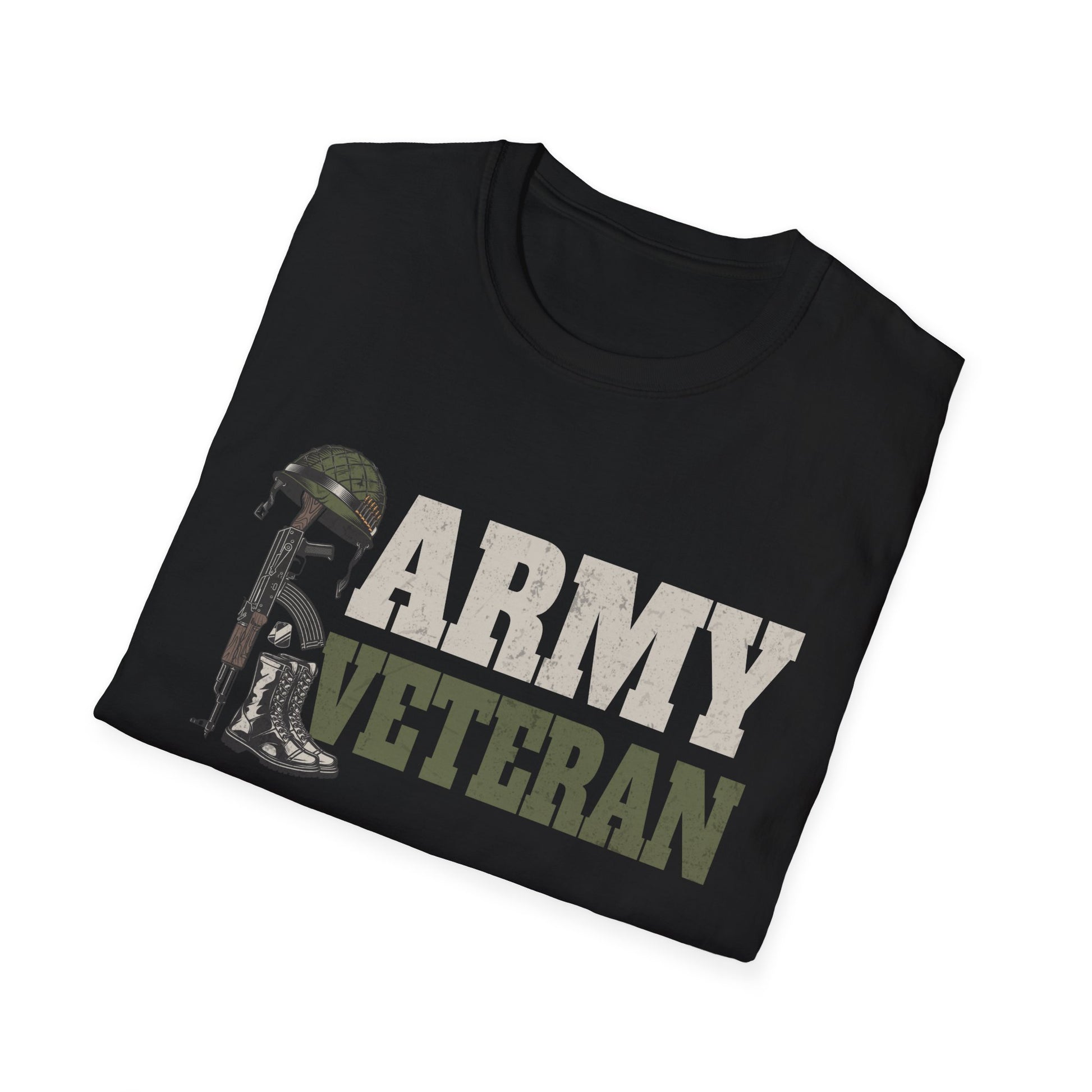 Army Veteran T-Shirt — Fallen Soldier Helmet Tribute