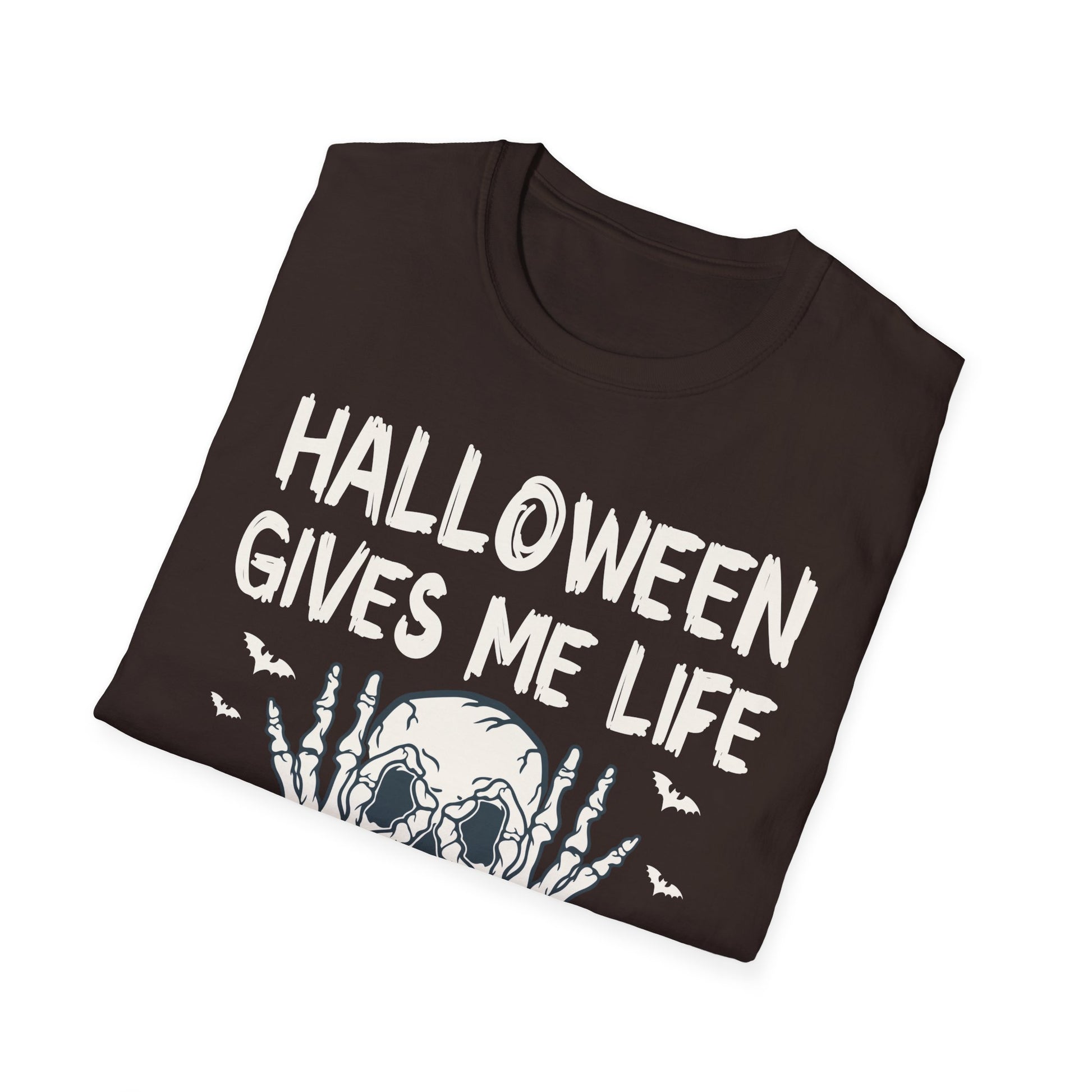 Halloween Gives Me Life T-Shirt — Skull & Bats Halloween Tee