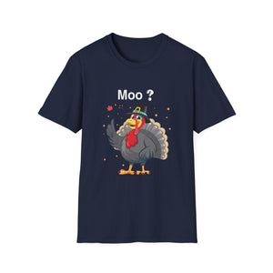 Funny Turkey 'Moo?' T-Shirt - Silly Thanksgiving Turkey Graphic Tee