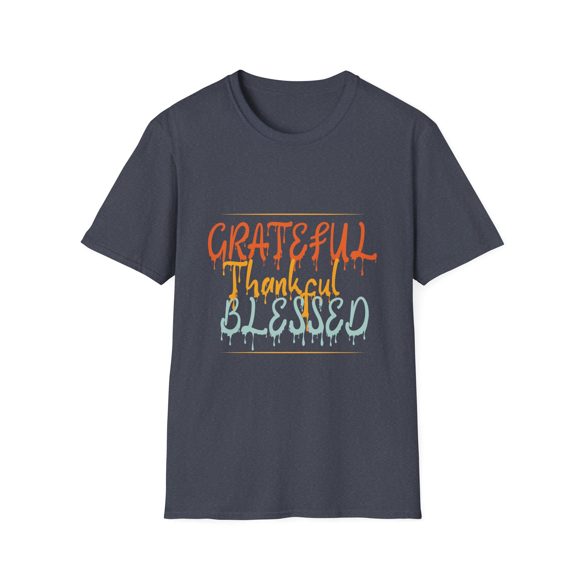 Grateful Thankful Blessed T-Shirt — Autumn Script Graphic Tee for Thanksgiving & Everyday  Unisex T-Shirt