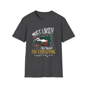 Most Likely To Nap On Christmas Funny Family Christmas Unisex Softstyle T-Shirt