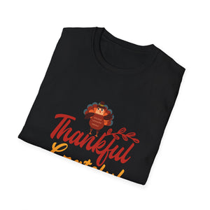 Thankful Grateful Blessed T-Shirt — Thanksgiving Fall Turkey Tee