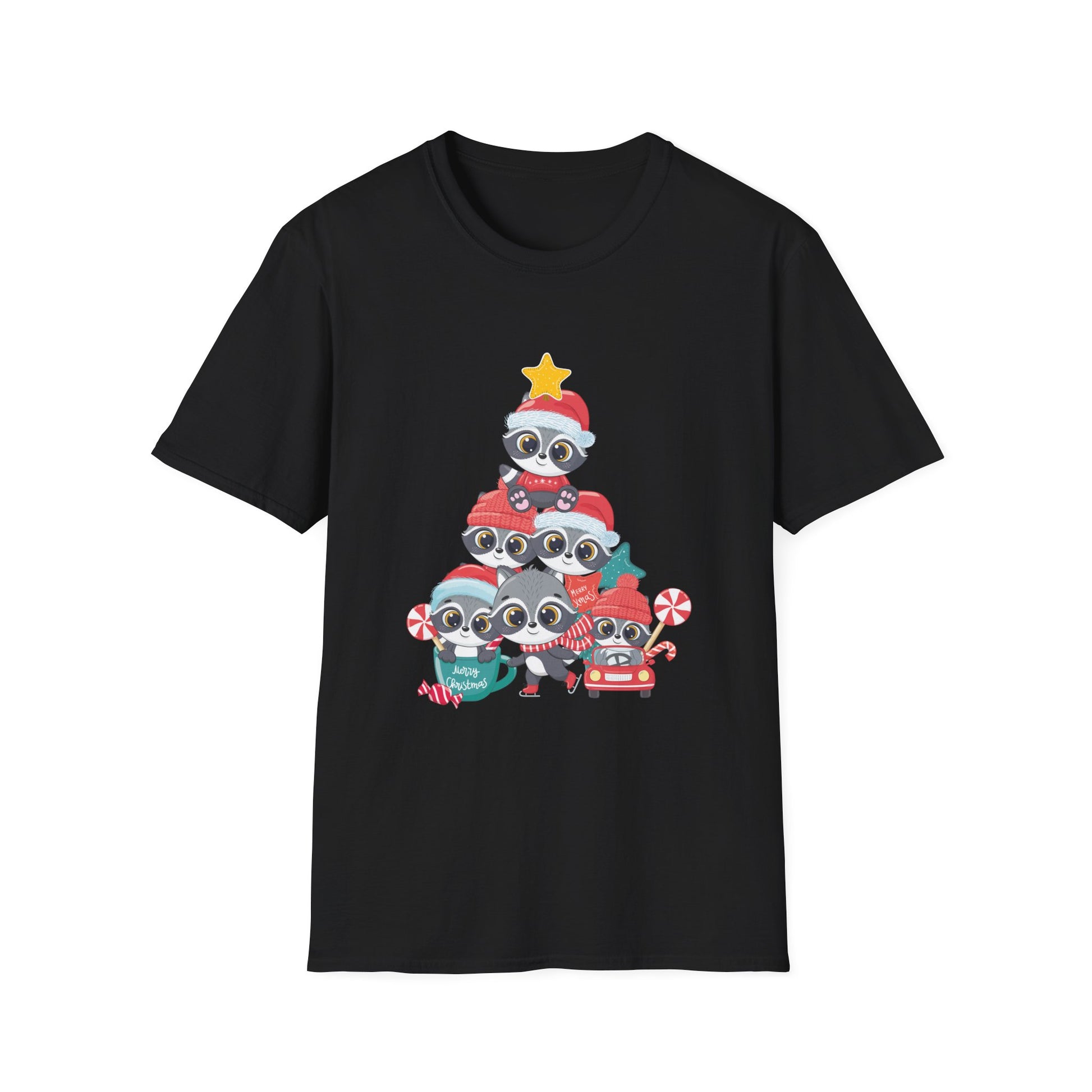 Christmas Raccoon Tree T-Shirt — Cute Holiday Family Tee