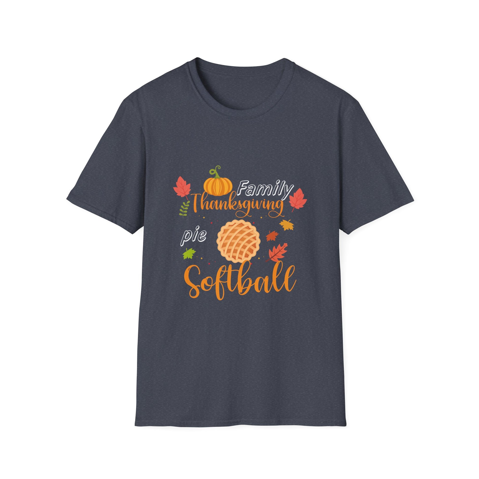 Thanksgiving Softball T-Shirt — Family Turkey & Pumpkin Fall Baseball Tee  Unisex T-Shirt