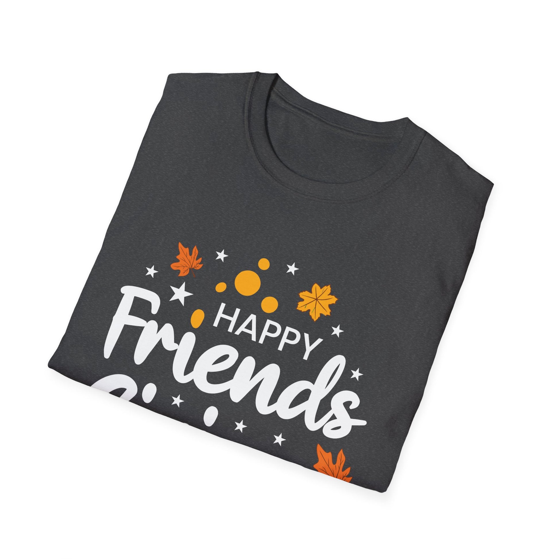 Friendsgiving T-Shirt — "Happy Friends Giving" Fall Leaves Graphic Tee  Unisex T-Shirt