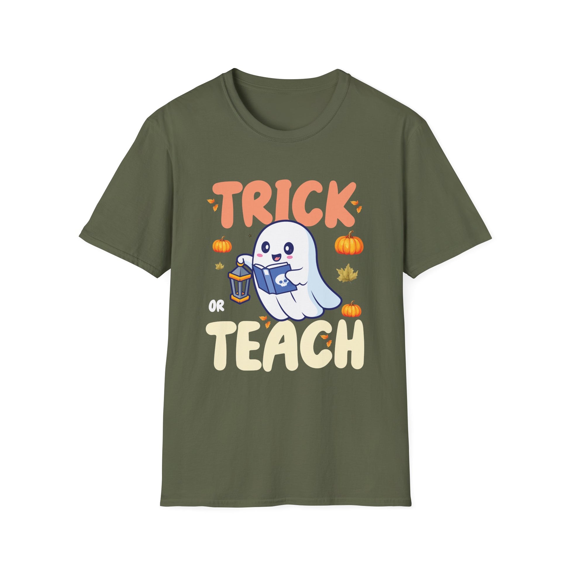 Teacher Halloween T-Shirt — "Trick or Teach" Cute Ghost Design