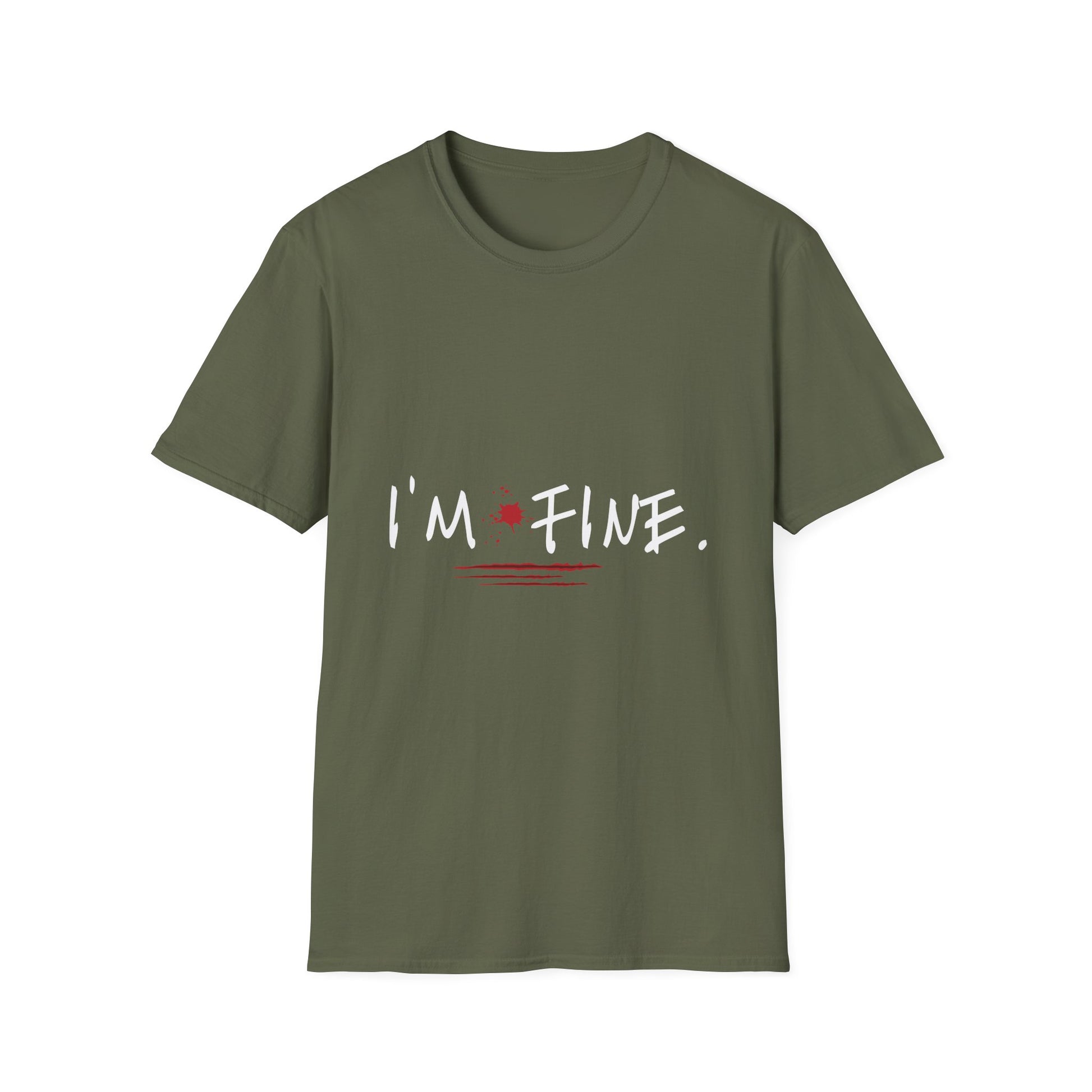 I'm Fine T-Shirt — Dark Humor Graphic Tee with Red Accent