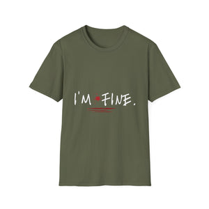 I'm Fine T-Shirt — Dark Humor Graphic Tee with Red Accent