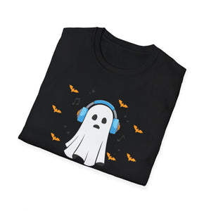 Ghost Producer T-Shirt — Cute Ghost with Headphones Halloween Music Tee