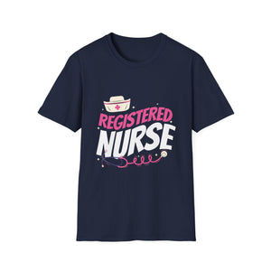 Registered Nurse T-Shirt — Pink Stethoscope & Nurse Hat