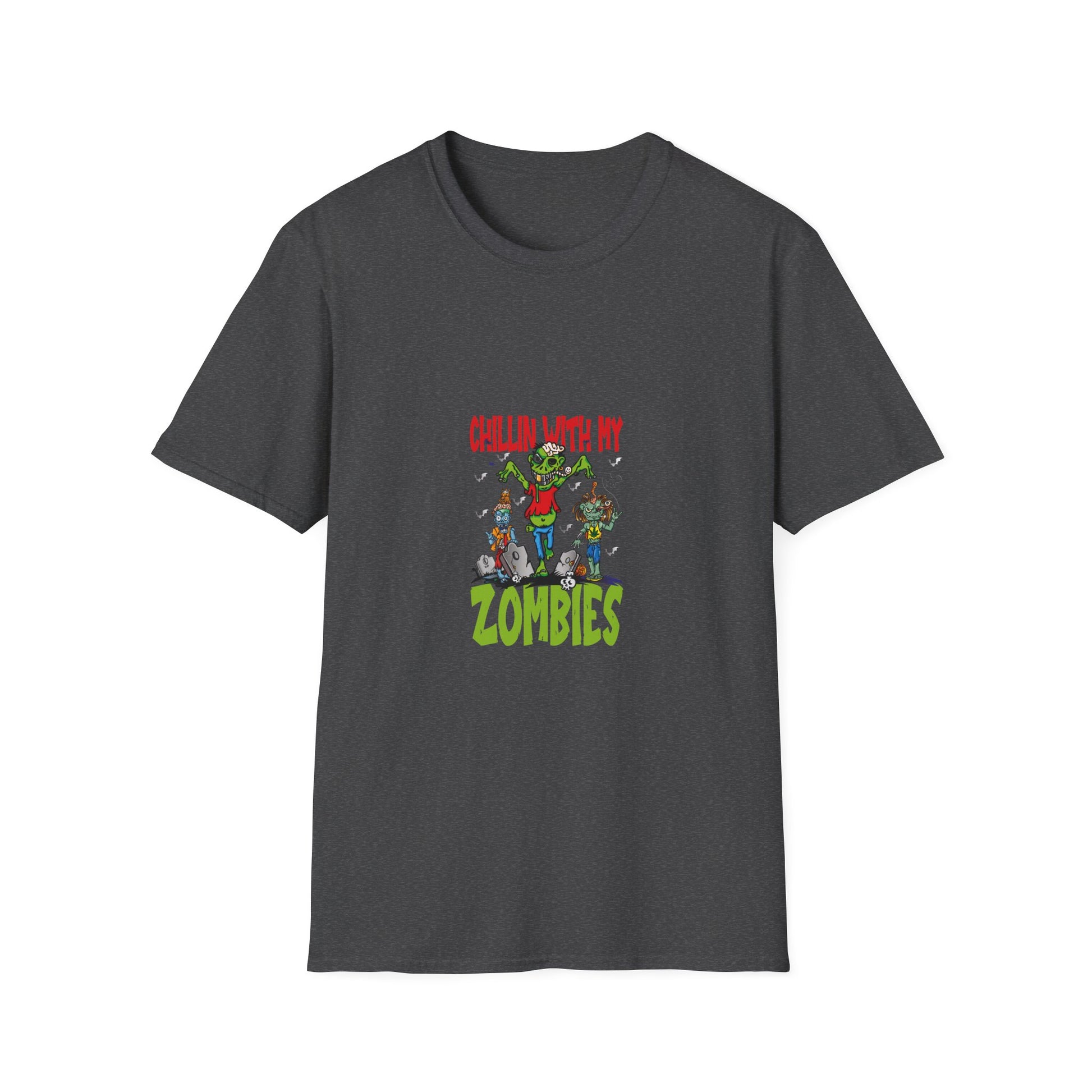 Halloween Zombies Funny Halloween Chillin With My Zombies T-Shirt Unisex Softstyle T-Shirt