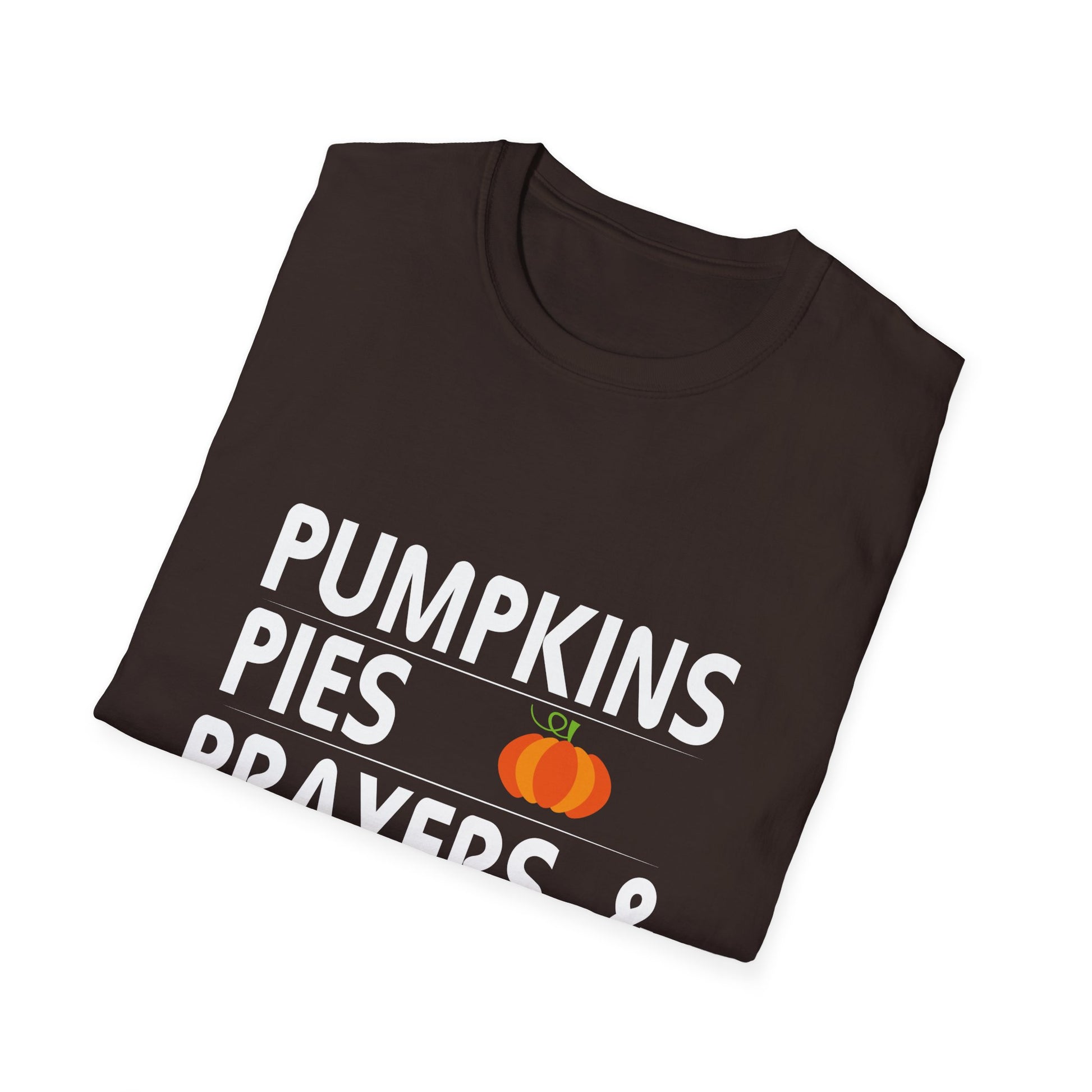 Pregnancy & Pumpkin Pie T-Shirt — "Pumpkins Pies Prayers & Pregnancy" Fall Maternity Tee