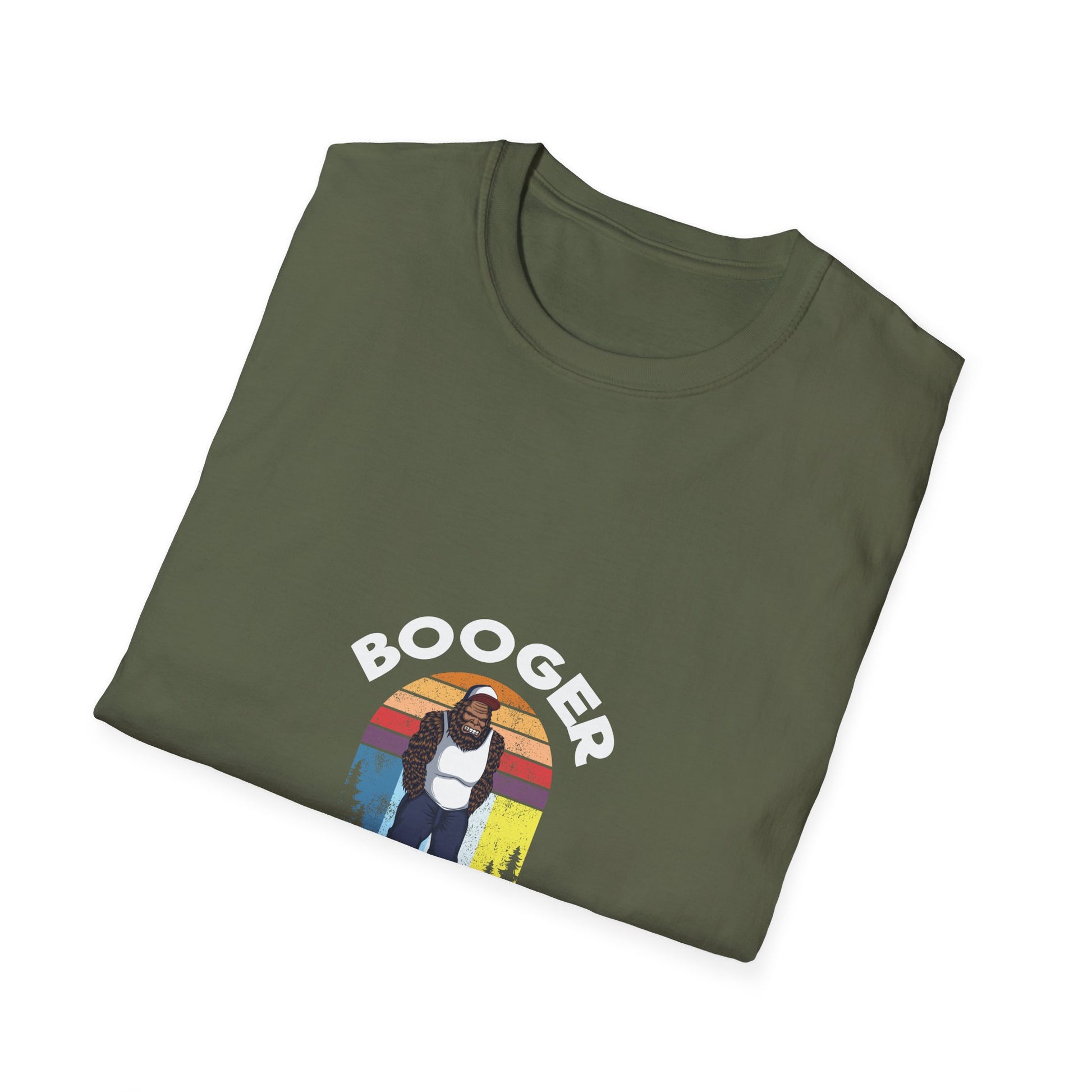 Booger Suger Retro Bigfoot T-Shirt — Funny Sasquatch Graphic Tee