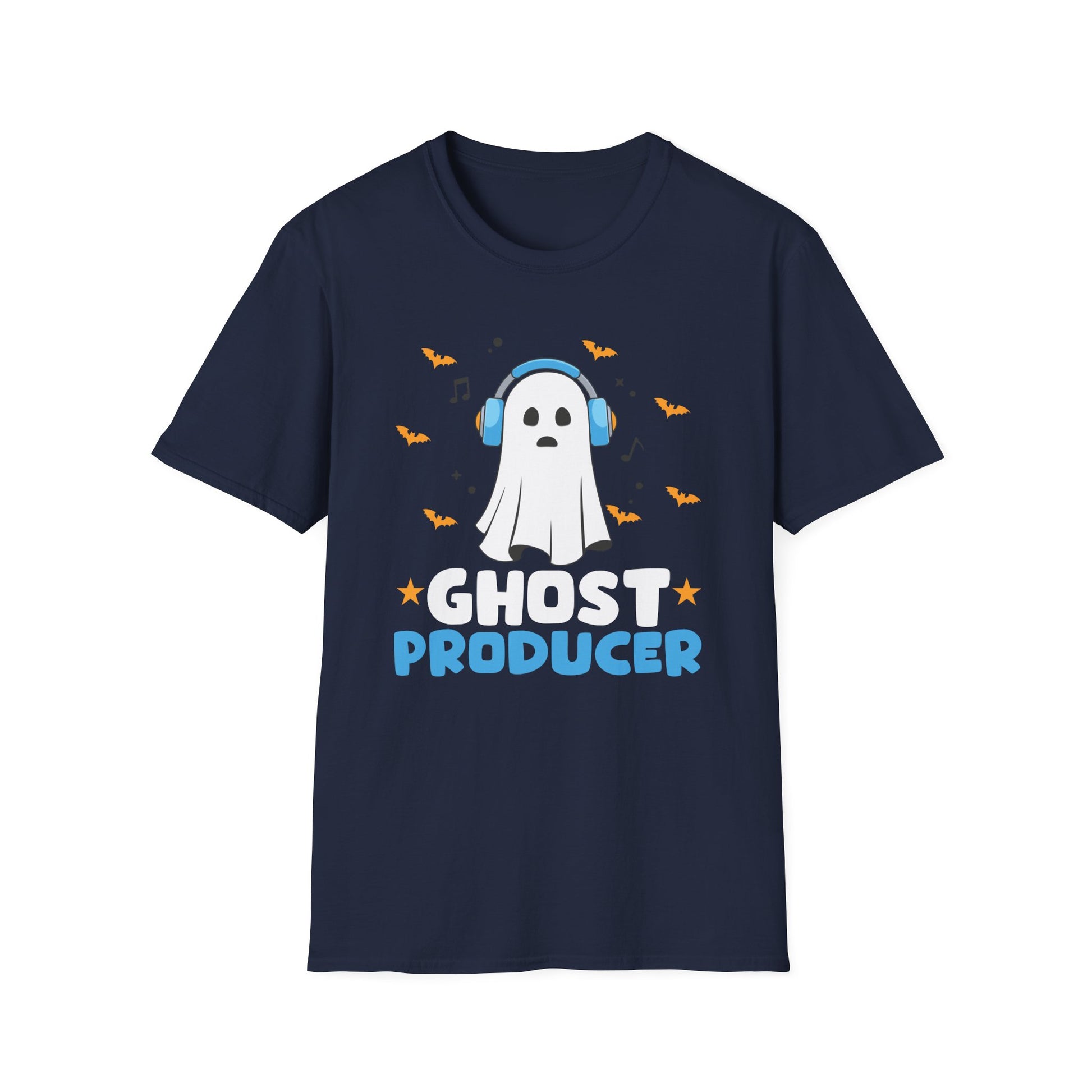 Ghost Producer T-Shirt — Cute Ghost with Headphones Halloween Music Tee