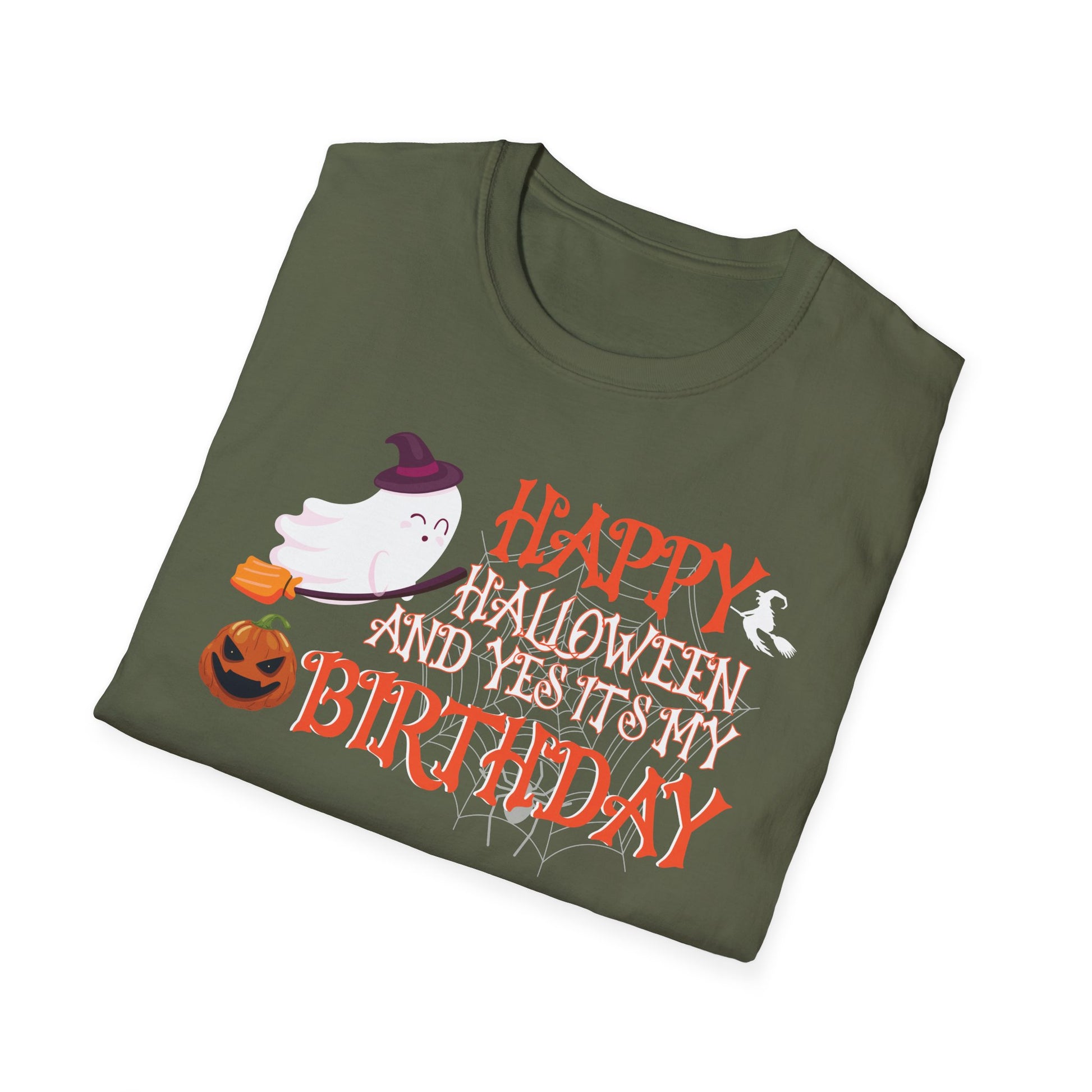 Halloween Birthday T-Shirt – "Happy Halloween and Yes It’s My Birthday" Ghost Tee