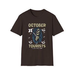 Halloween 'October Tourists' T-Shirt – Skull & Bats October 31 Graphic Tee