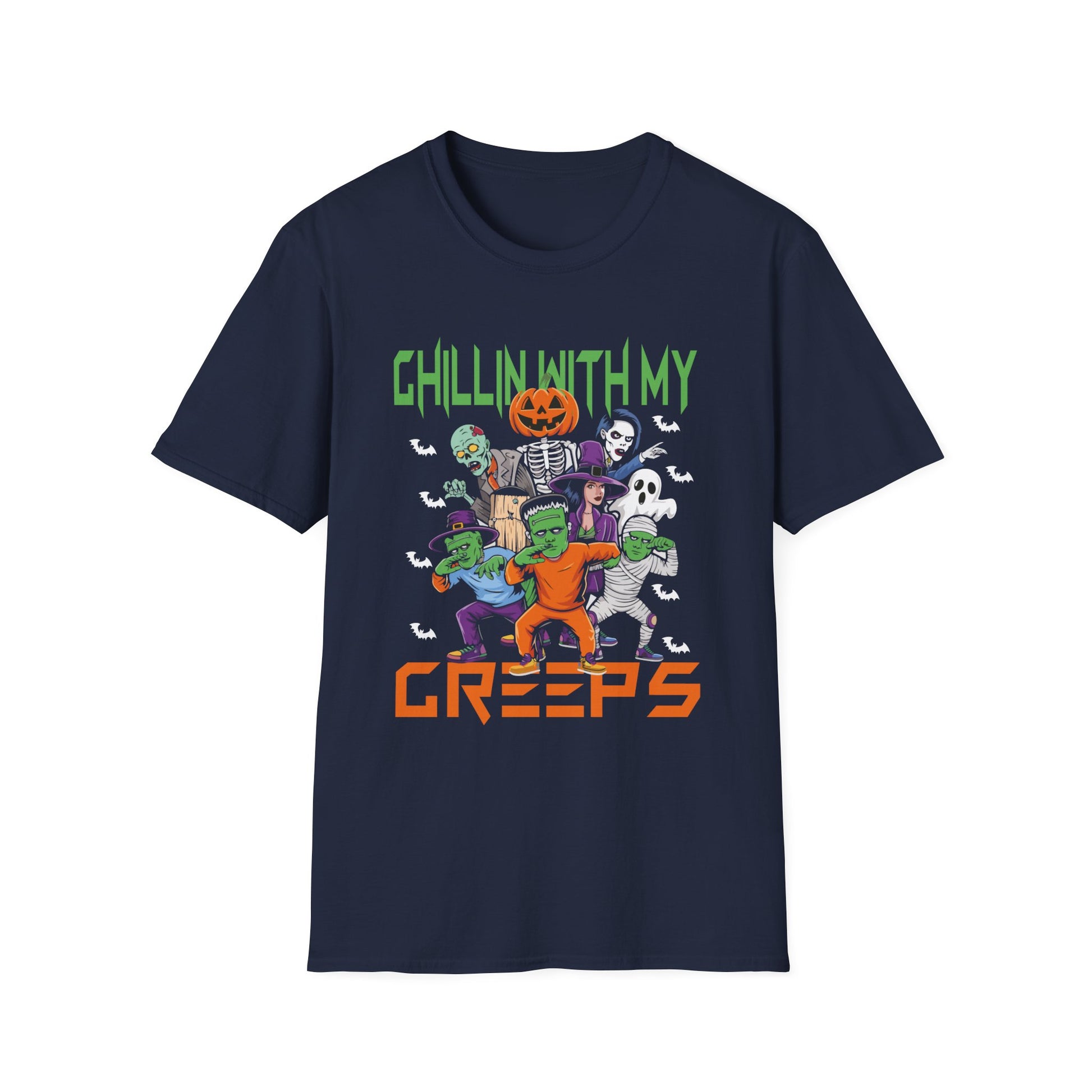 Chilling With My Creeps Halloween- Dancing Ghost Halloween Tee