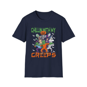 Chilling With My Creeps Halloween- Dancing Ghost Halloween Tee