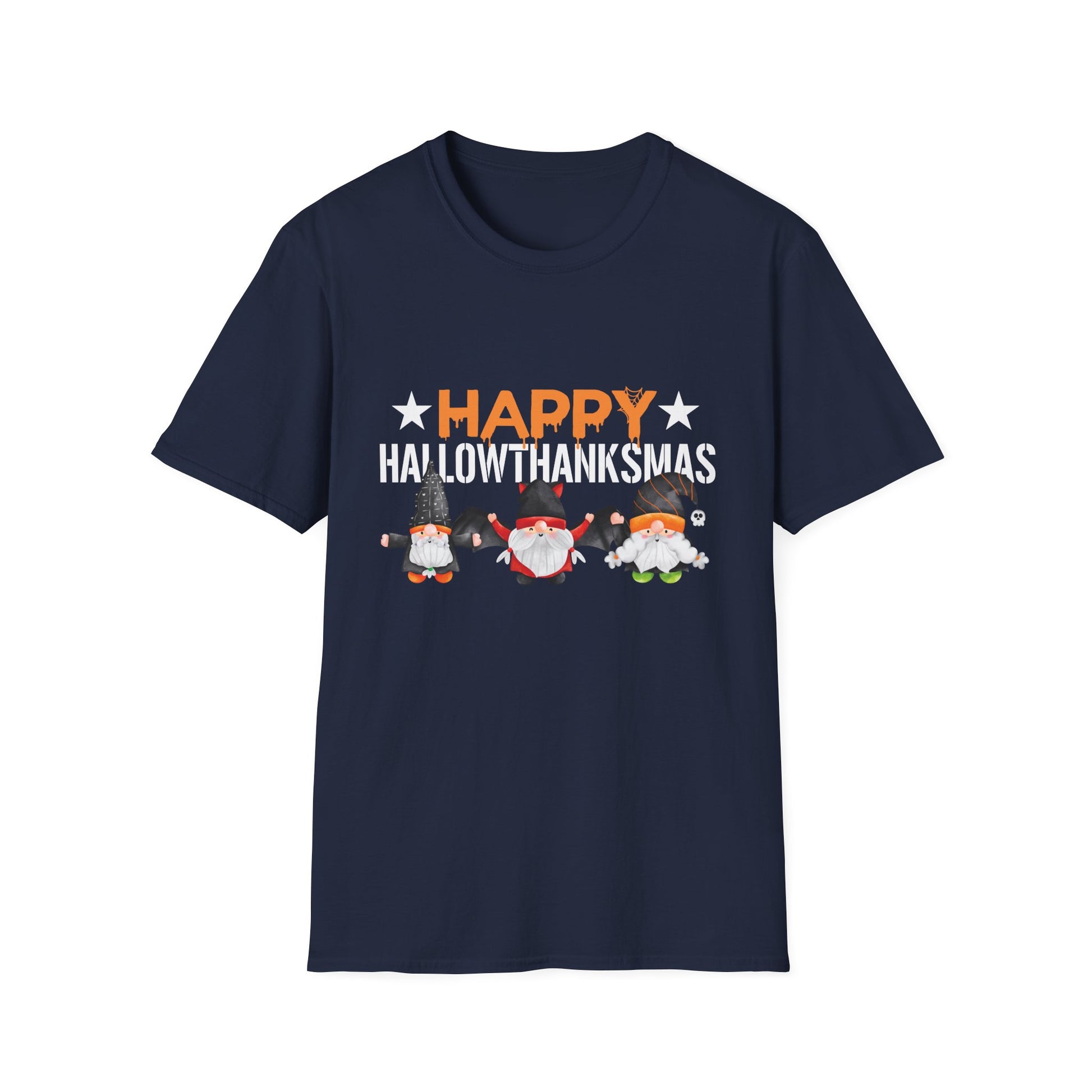 Happy Halowthankmas T-Shirt — Cute Gnome Halloween-Thanksgiving-Christmas Mashup