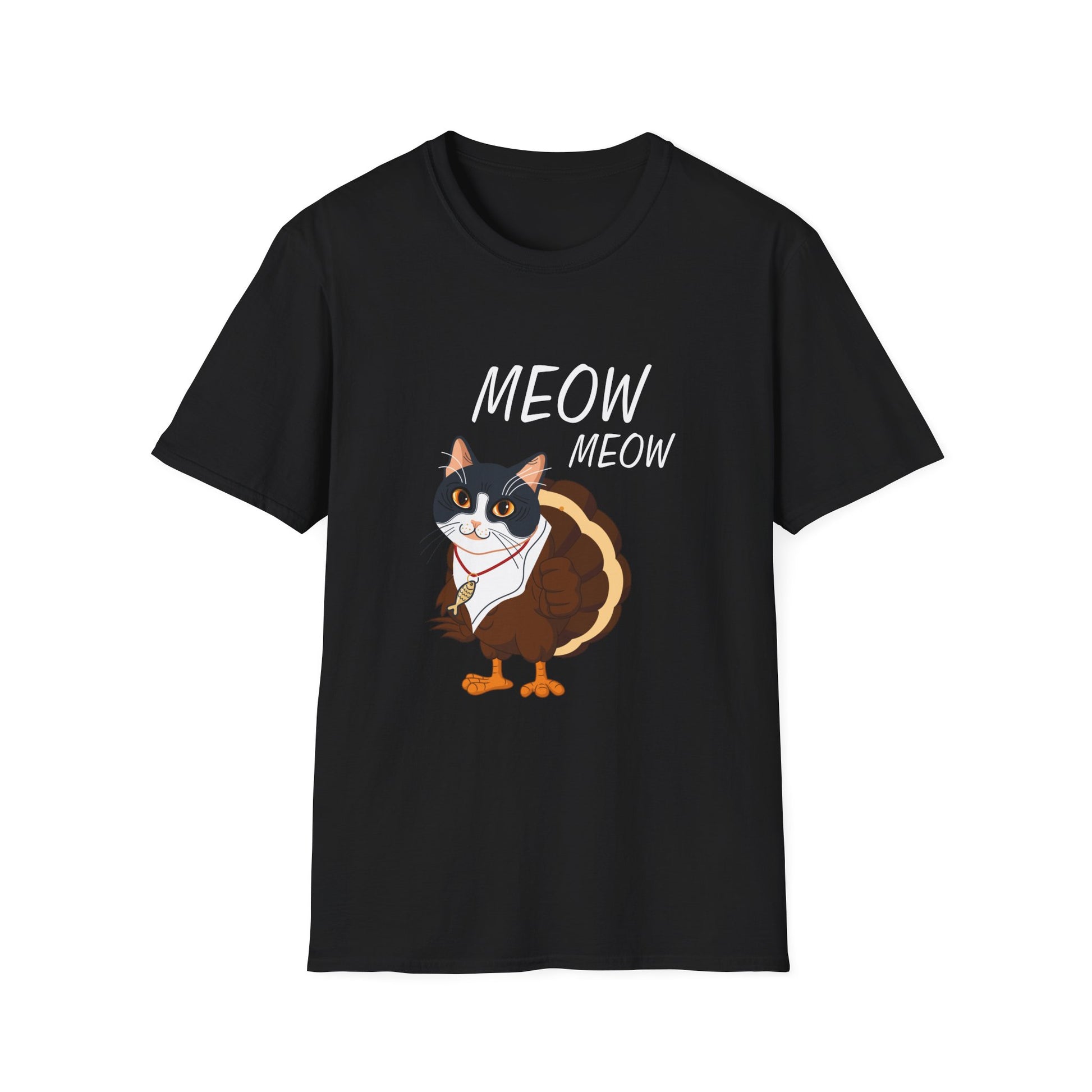 Meow Meow Cat Graphic T-Shirt — Cute Cartoon Cat Tee for Cat Lovers