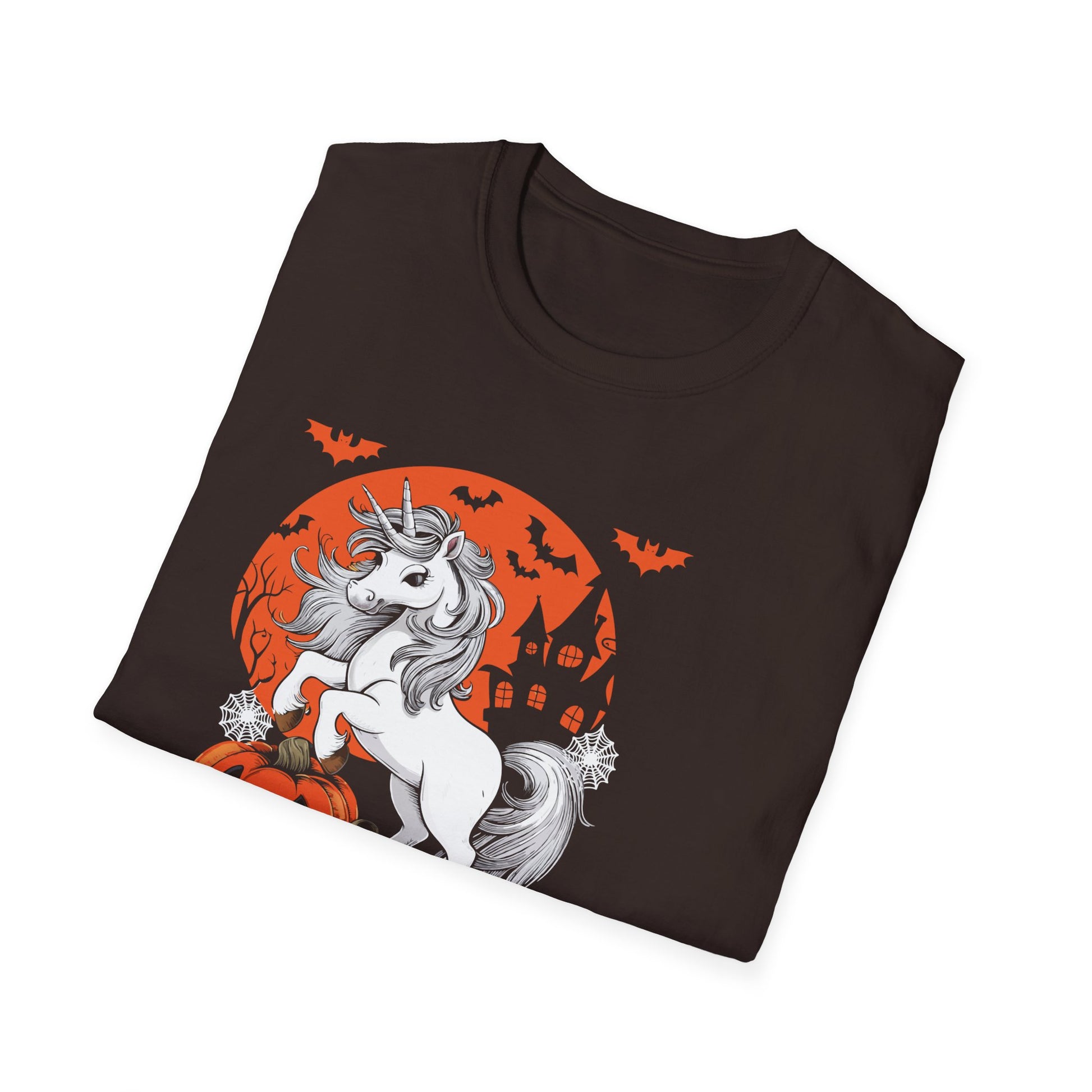 Halloween Unicorn T-Shirt — Spooky Pumpkin and Haunted Castle Graphic