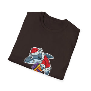 Christmas Shark Graphic T-Shirt — Santa Shark Holding Gifts Holiday Tee