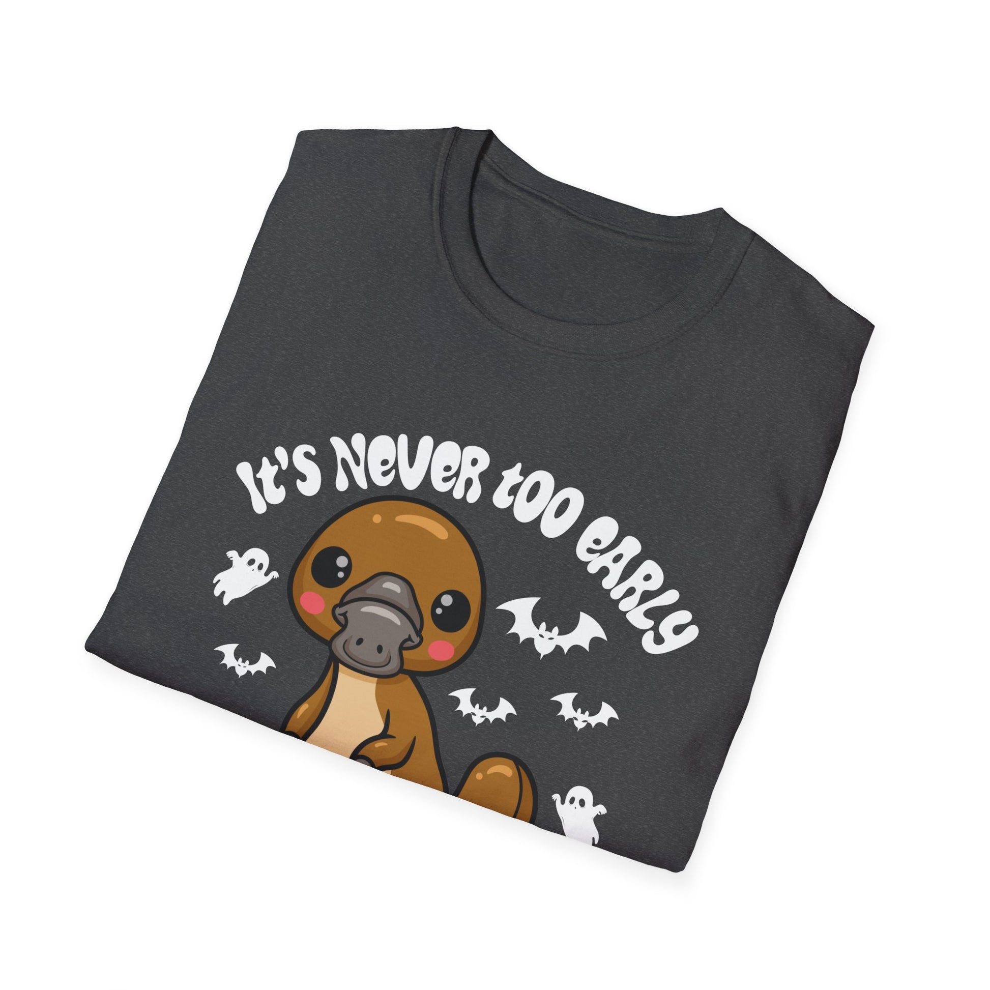 Halloween Platypus T-Shirt - "It’s Never Too Early for Halloween" Cute Spooky Tee