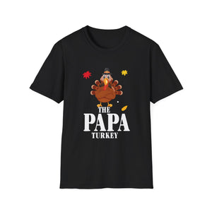 Papa Turkey T-Shirt — Thanksgiving Dad Tee with Cute Pilgrim Turkey Design