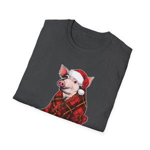 Christmas Pig T-Shirt – Plaid Santa Pig with “Ho Ho Ho Let Me Suck Them Toes” Holiday Tee