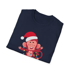 Christmas Sock Monkey T-Shirt — Cute Santa Monkey Holiday Tee
