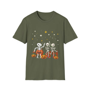Halloween Skeletons & Jack-O’-Lanterns T-Shirt — Cute Dancing Skeleton Halloween Tee