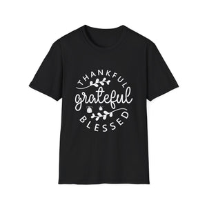 Thankful Grateful Blessed T-Shirt — Thanksgiving Fall Faith Tee