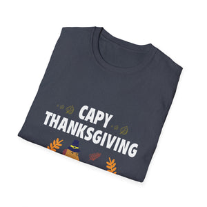 Capy Thanksgiving Cute Capybara Thanksgiving Shirt with Pumpkins & Leaves  Unisex T-Shirt